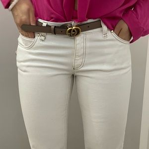 Gucci crop pants cream with tan stitch